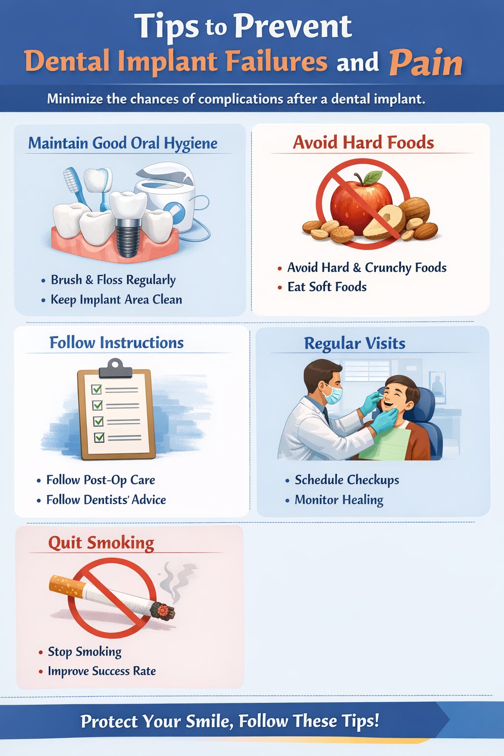 Tips to Prevent Dental Implant Failures and Pain